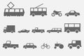 City transport simple monochrome icons side view