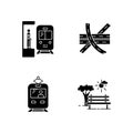 City transportation black glyph icons set on white space Royalty Free Stock Photo