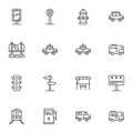 City transportation line icons set