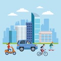 City transportation and mobility cartoons Royalty Free Stock Photo