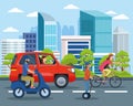 City transportation and mobility cartoons Royalty Free Stock Photo