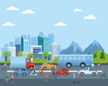 City transportation and mobility cartoons Royalty Free Stock Photo