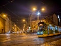 City transportation at night. Poznan, Poland