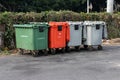 City trash cans garbage bin with wheels Royalty Free Stock Photo