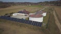 City treatment facilities. Aerial photography of treatment facilities from a drone or quadrocopter. Panels use solar energy.