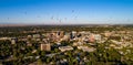 Aerial view of hot air balloons over Boise Idaho with blue sky a Royalty Free Stock Photo