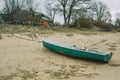 City Tuja, Latvia. Old boat on the beach.Travel photo Royalty Free Stock Photo