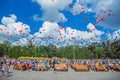 People release balls into the sky. Royalty Free Stock Photo