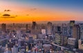 City of Umeda aerial view with sunset skyline