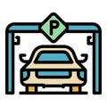 City underground parking icon color outline vector