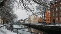 City of Uppsala with a bridge over the river in the middle of the colorful buildings in Sweden Royalty Free Stock Photo