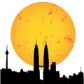 city urban sunset sunrise moon silhouette