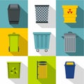 City urn icon set, flat style Royalty Free Stock Photo