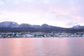 City of Ushuaia at the sunset.