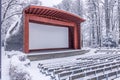 City Valasske Mezirici covered by fresh new snow during winter time