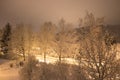 City Valasske Mezirici covered by fresh new snow during winter time