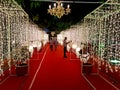 Wedding reception entrance with small glowing light