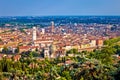 City of Verona old center and Adige river aerial panoramic view Royalty Free Stock Photo