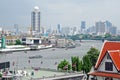 City View of Bangkok from the Chao Phraya river Royalty Free Stock Photo