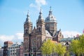 City view of the Basilica of Saint Nicholas Church - Sint-Nicolaasbasiliek. Amsterdam, Netherlands Royalty Free Stock Photo