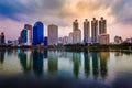 City view at Benjakitti Park at sunset, Bangkok, Thailand Royalty Free Stock Photo