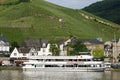 City view Bernkastel with vineyards and cruise ship