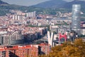 City view of Bilbao, with the curvy  titanium-clad Guggenheim  museum, the La Salve Bridge in Spain Royalty Free Stock Photo