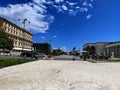 City view with blue sky background. Royalty Free Stock Photo