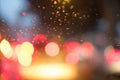 City view through blurry with heavy rain on the car window Royalty Free Stock Photo