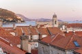 City view of Dubrovnik, Croatia, buildings with orange roofs in old town during sunset Royalty Free Stock Photo