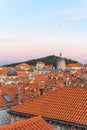 City view of Dubrovnik, Croatia, buildings with orange roofs in old town during sunset Royalty Free Stock Photo