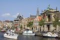 City view Haarlem, river Spaarne, Museum Teylers Royalty Free Stock Photo