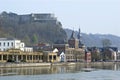 City view of historic center and river Meuse Dinant