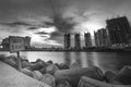 City view landscale black and white Royalty Free Stock Photo