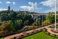 City view of Luxembourg city with the famous Adolphe bridge