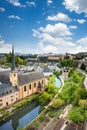 City view of Luxembourg with houses on Alzette Royalty Free Stock Photo