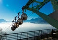 City view from the mountain of Grenoble with cable car Royalty Free Stock Photo