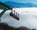 City view from the mountain of Grenoble with cable car Royalty Free Stock Photo