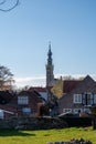 City view on old medieval houses in small historical town Veere in Netherlands, province Zeeland Royalty Free Stock Photo