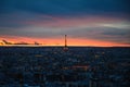 City view and Paris SKyline Eiffel Tower during sunset Royalty Free Stock Photo