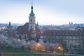 City view of Prague old town, Czech Republic. Red roof tops in the horizon. Church of Our Lady Victorious and The Infant Jesus Royalty Free Stock Photo