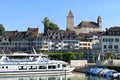 City view Rapperswil with marina and ancient castle