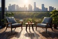 City view seating balcony chairs offer a serene urban panorama Royalty Free Stock Photo