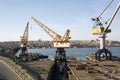 A city view and a shipyard in Golden Horn, Istanbul, Turkey Royalty Free Stock Photo