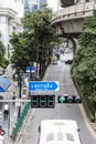 City view with Traffic light in Rama I Road. Bangkok, Thailand Royalty Free Stock Photo