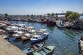 City view from uskudar with boats in istanbul in summer season.