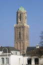 City view Zwolle, Historic church tower Peperbus Royalty Free Stock Photo