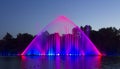 The city of Vinnytsia is a waterfront near the Roshen plant, in the evenings the fountain shows a laser show for