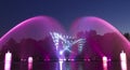 The city of Vinnytsia is a waterfront near the Roshen plant, in the evenings the fountain shows a laser show for