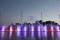 The city of Vinnytsia is a waterfront near the Roshen plant, in the evenings the fountain shows a laser show for